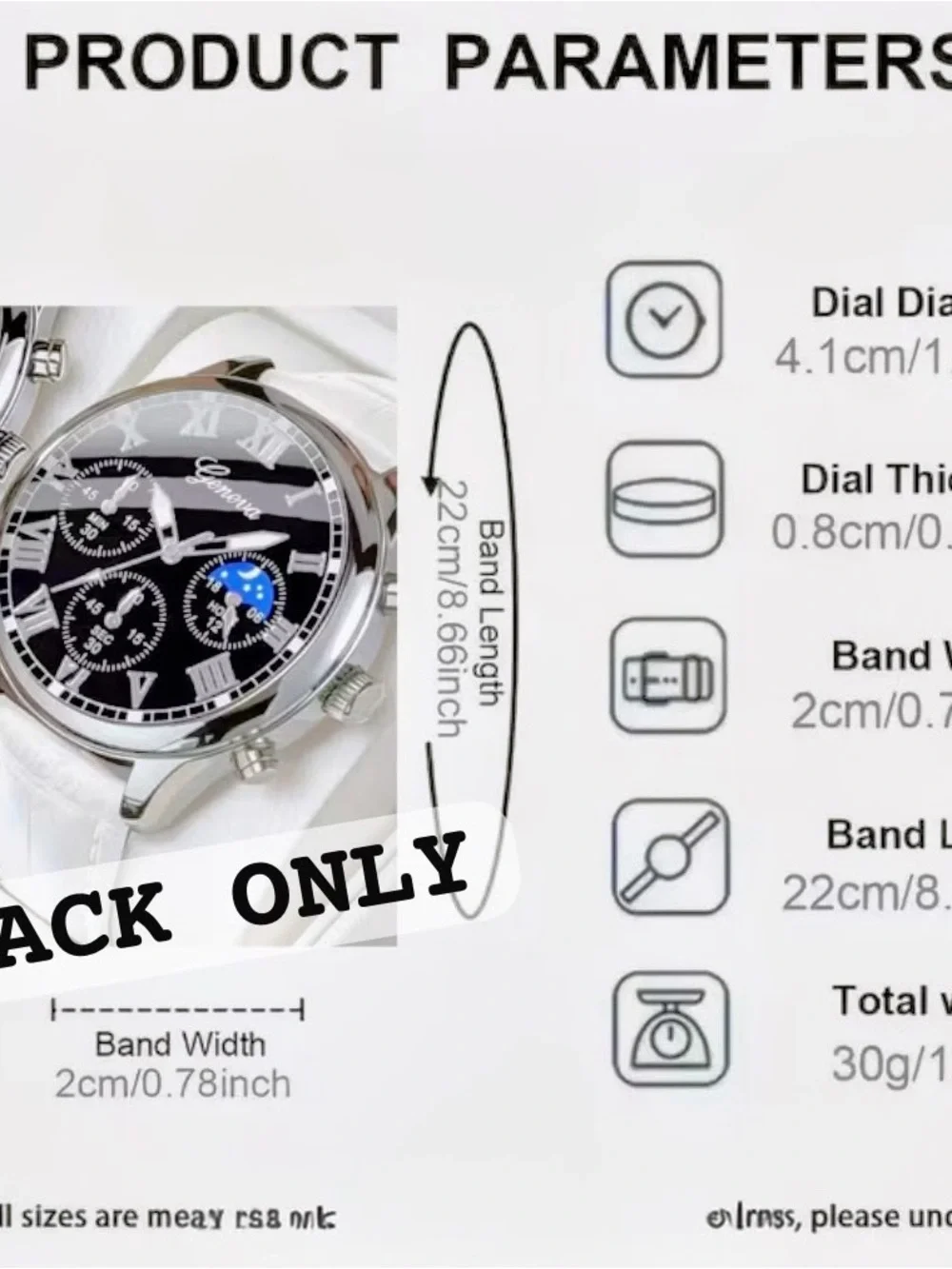 1-Watch Black Dial Silver-Tone Case